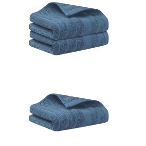 REGALWOVEN 3 Pack Solid Striped Cotton Hand Towels for Bathroom, Kitchen, Gym 14" x 30" - 1 of 4