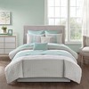 Sapphtopaz 8 Piece Bedding Comforter Sets Grid Quilted and Pieced Seafoam Pleated Design Reversible Quilt Set, Green - 4 of 4