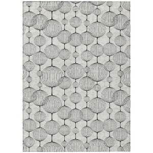 Graphite Gray And Silver Geometric Washable Indoor Outdoor Area Rug - 1 of 4