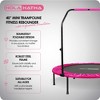 HolaHatha Foldable Mini Trampoline Home Gym Fitness Rebounder with 5 Level Adjustable Handle, Supportive 440 lb Capacity Workout Equipment, 40", Pink - 2 of 4