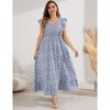 Clearlove Women's Summer Plus Size Dress Ruffle Cap Sleeveless V Neck Side Split Long Beach Maxi Dress - 2 of 4