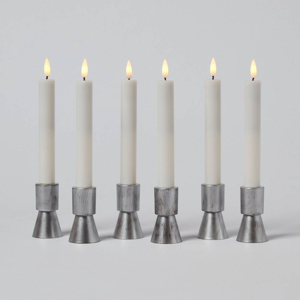 6pc Remote Controlled Plastic LED Christmas Candolier Set Silver Base - Wondershop™