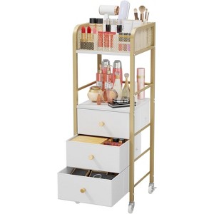 Rolling Makeup Cart Organizer - Floor Skincare Make Up Storage with 3 Non-woven Fabric Drawers - 1 of 4
