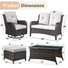 Gymojoy 6 Piece Outdoor Wicker Loveseat Sofa with Patio Swivel Glider Chairs with Coffee Table and Ottoman Sets - 3 of 4