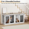 Dog Crate, 71'' Wooden Double Dog Crate Furniture - XXL Indoor Kennel TV Stand End Table with Cushion Divider 2 Trays Sliding Barn Door - 4 of 4