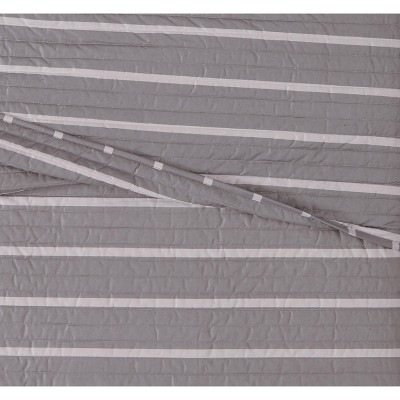Gray Twin XL Microfiber Quilt and Sham Set