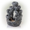 14" Resin Multi Tiered Cascading LED Fountain Gray - Alpine Corporation - 3 of 4