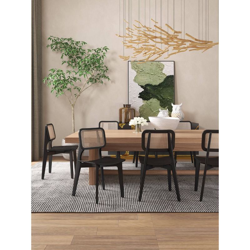 Set of 4 Versailles Square Dining Chairs Black/Natural - Manhattan Comfort, 3 of 13