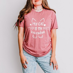Simply Sage Market Women's My Cat Is My Valentine Short Sleeve Graphic Tee - 1 of 4
