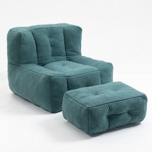 Cesicia 36.6 in-W x 38.6 in-D x 30.1 in-H Black Velvet Bean Bag Seats With Ottoman - 1 of 4