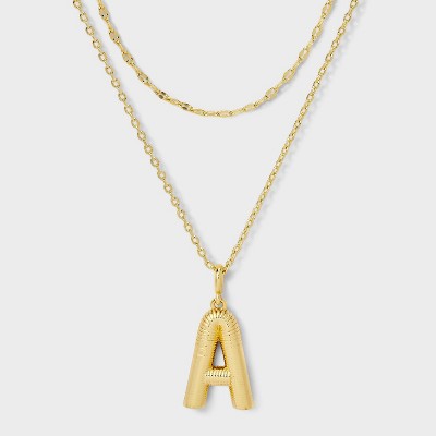 14K Gold Dipped Cubic Zirconia Duo A Initial Multi-Strand Necklace - A New Day™ Gold