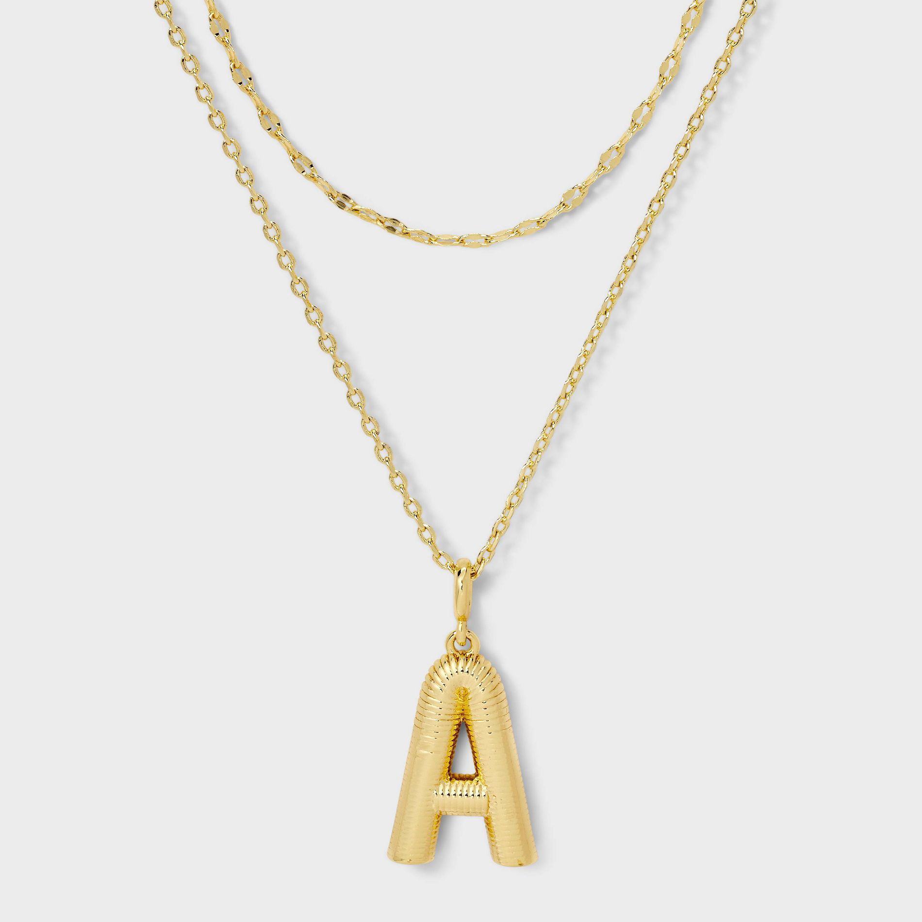 14K Gold Dipped Cubic Zirconia Duo Initial Multi-Strand Necklace - A New Day™ Gold