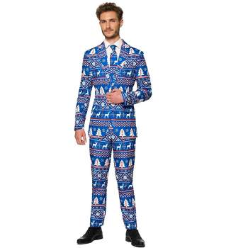 Suitmeister Men's Christmas Suit - Christmas Blue Nordic - Blue