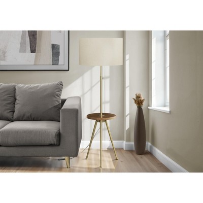 Lighting, Floor Lamp, 63"h, Gold Metal, Ivory / Cream Shade, Contemporary