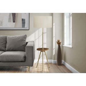 Lighting, Floor Lamp, 63"h, Gold Metal, Ivory / Cream Shade, Contemporary - 1 of 1