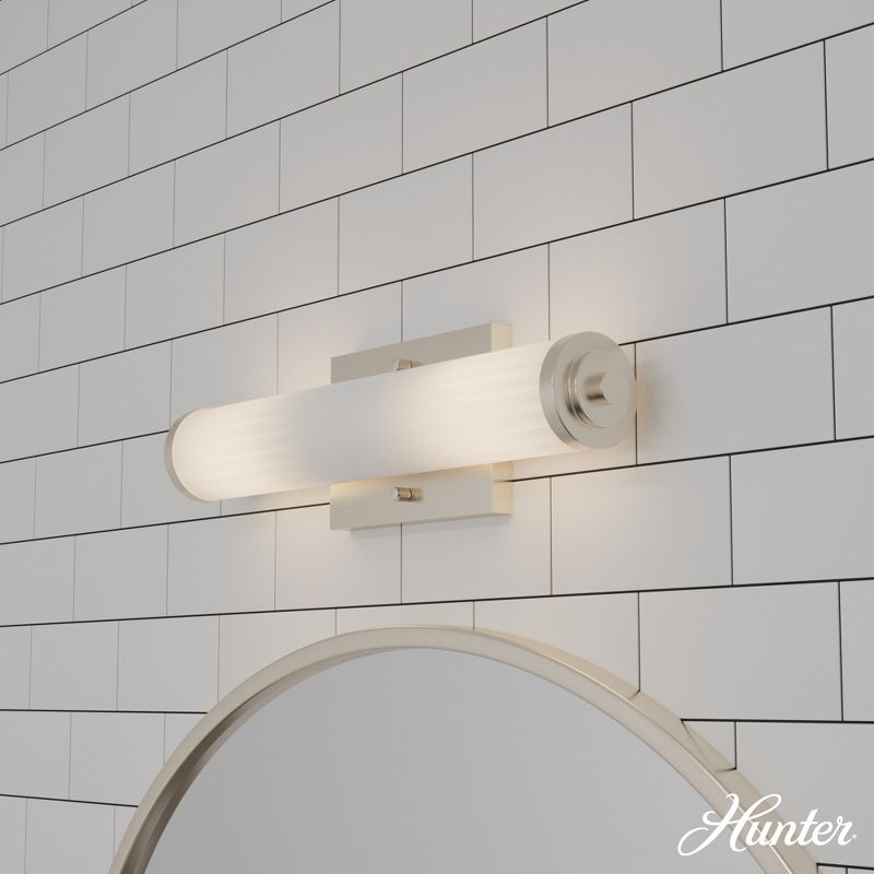 18" 2-Light Holly Grove Cased White Glass Bathroom Vanity Wall Light - Hunter Fan, 2 of 7