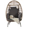 TiramisuBest Oversized Wicker Egg Chair with Cushion & Pillow, 600lbs ¨C Indoor/Outdoor for Porch/Backyard/Balcony (Dark Gray) - 4 of 4