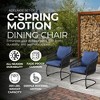 Four Seasons Courtyard Adelaide Set of 2 C Spring 250 Pound Capacity Rocking Motion Dining Chairs with Steel Frame and Olefin Cushions, Blue - 3 of 4