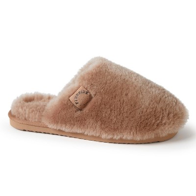 Fireside By Dearfoams Women's Shelly Beach Genuine Shearling Fuzzy Scuff Slipper