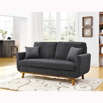 NicBex Modern Corduroy Loveseat Sofa Couch with Two Pillows & Wooden Legs,2-Seat Lounge Sofa for Living Room,Apartment