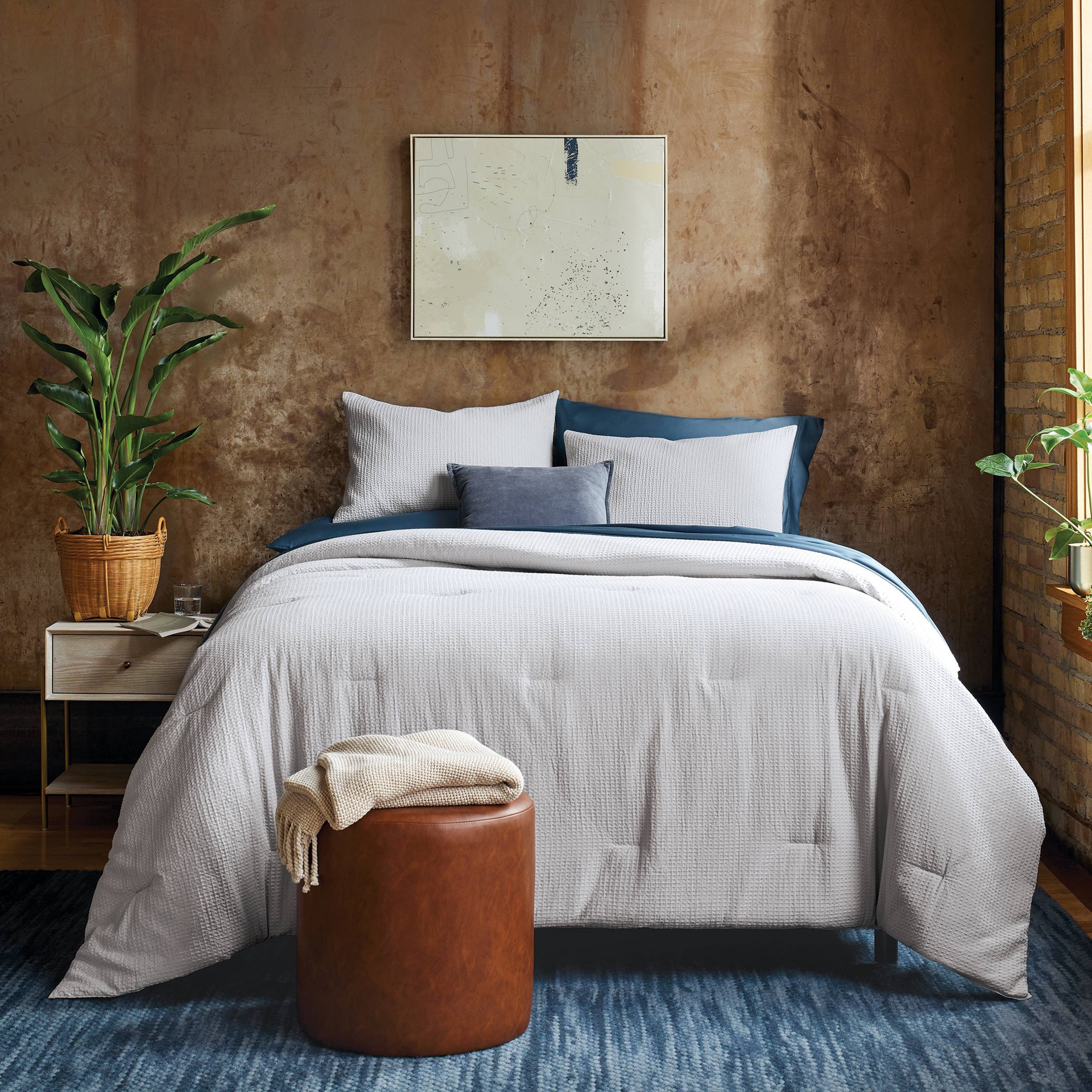 King Washed Waffle Weave Comforter and Sham Set Comfort Light Gray - Threshold™