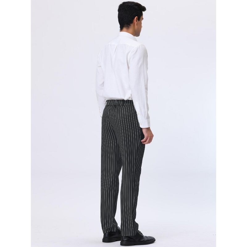 Lars Amadeus Men's Striped Straight Fit Color Block Office Work Suit Trousers, 5 of 7