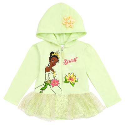 Disney Princess Tiana Little Girls Fleece Zip Up Hoodie Dress Green 6 ...