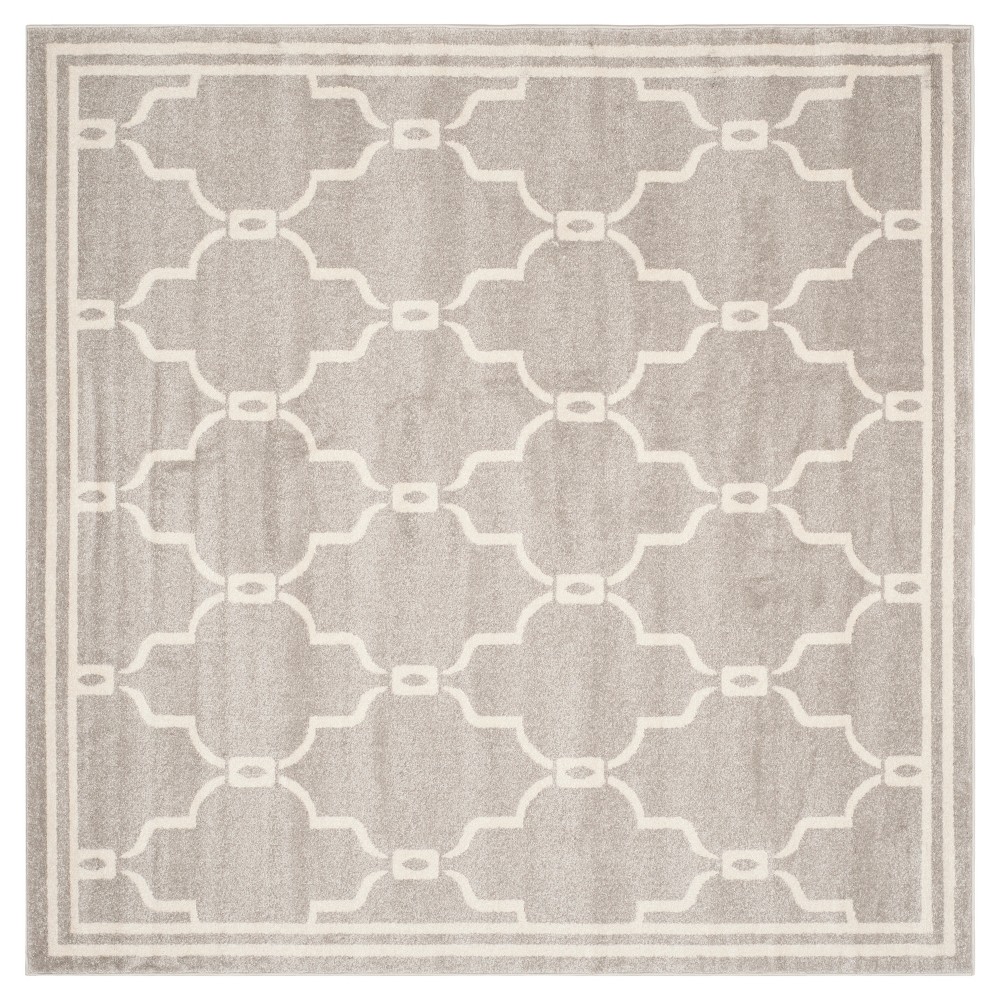 Prato Square 5'x5' Indoor/Outdoor Rug - Light Gray/Ivory - Safavieh