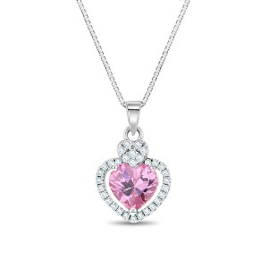Girls' Royal Heart & Gem Sterling Silver Necklace - In Season Jewelry - 1 of 4
