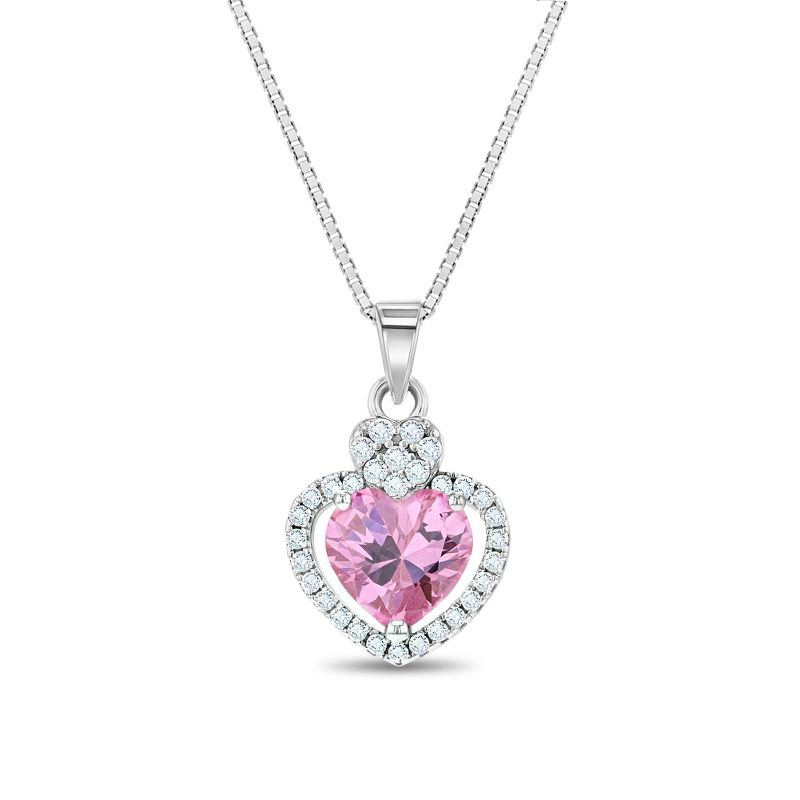 Girls' Royal Heart & Gem Sterling Silver Necklace - In Season Jewelry, 1 of 6