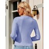 Women's V Neck Lightweight Knit Cardigan with Long Sleeves and Front Button Down Elegant Shrugs for Dresses,Blue - 2XL - 2 of 4