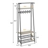 Single row Coat Rack Shoe Bench Organizer with 5/10 Hooks, 4 in 1 Entry Hallway Coat Rack with Storage Function, Metal Frame Hallway Organizer, Wood - 2 of 4