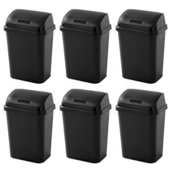 Sterilite 7.8 Gallon SwingTop Wastebasket, Plastic Trash Can with Lid and Compact Design for Kitchen, Office, Dorm, or Laundry Room, Black