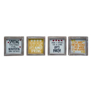 Transpac Wood Spring Block Decor Set of 4 Spring Home Decorations - 1 of 1