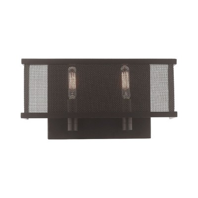 Braddock Urban Bronze Dual Light Wall Sconce with Stainless Steel Mesh Shade