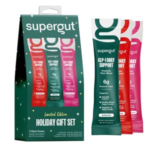 Supergut Holiday GLP-1 Daily Support Prebiotic Fiber Powder Stick Packs - Variety Pack - 3ct - 1 of 4