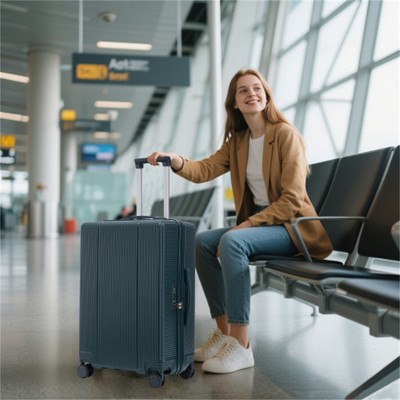 BEAFUP 20"/24"/28" 3 pcs/set in ABS Spinner Wheel Luggage, Carry on Suitcase, Matching Color, TSA Combination Lock