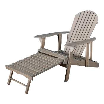 Hayle Reclining Wood Adirondack Chair with Footrest - Gray - Christopher Knight Home