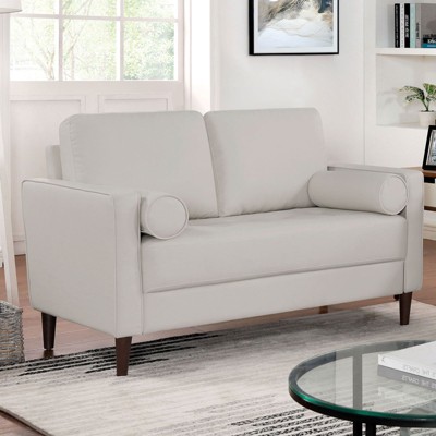 NicBex Couches for Living Room 1pc Contemporary Sofa Loveseat Only Leatherette Upholstered Sofa with Pillows, Off-White