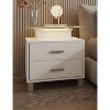 Homhougo Nightstand, Side Table with Charging Station and LED Lights Glass Top Bedside Table with 2 Drawers for Living Room, Bedroom - 3 of 4