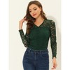Allegra K Women's Lace V Neck Floral Embroidery Long Sleeve Sheer Blouse - 2 of 4