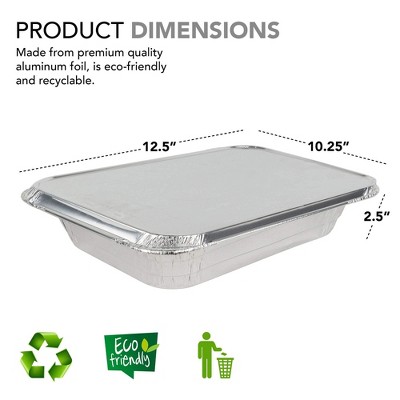 Stock Your Home 9x13 Disposable Aluminum Foil Pans with Cover (10 Pans + 10 Covers)