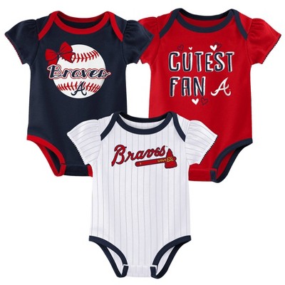 Needles Knots N Bows MLB Girls Cheerleader Atlanta Braves Game Day Outfit, Baby Girls Atlanta Braves Size 3 / Outfit w/Hair Bow