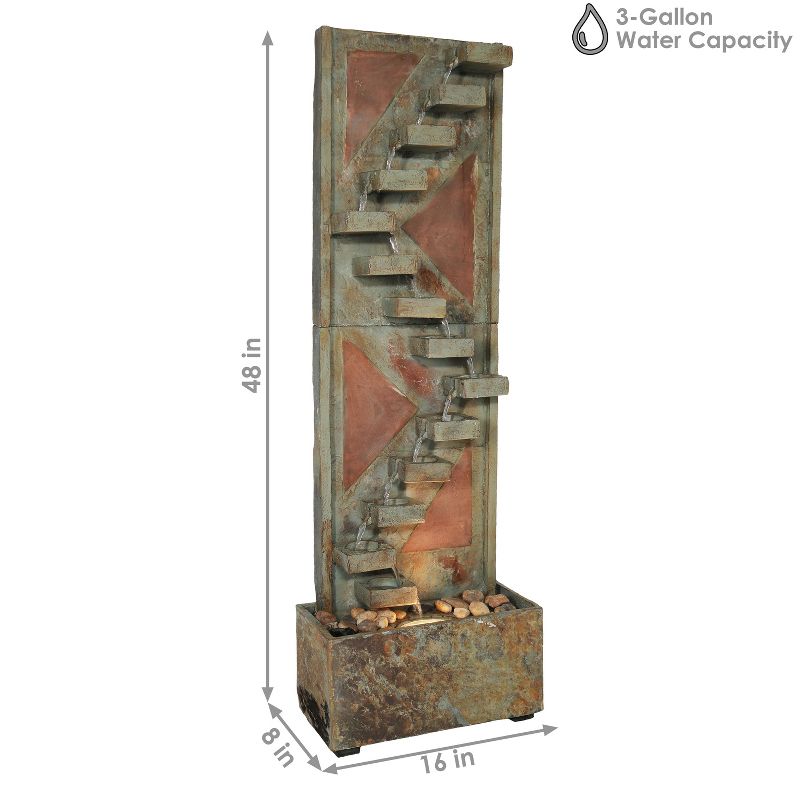 Sunnydaze 48"H Electric Natural Slate and Copper Accents Descending Staircase Outdoor Water Fountain with LED Light, 4 of 11