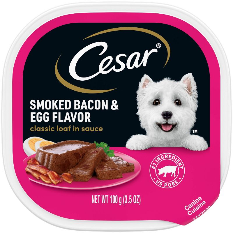 Cesar Classic Loaf in Sauce Smoked Bacon, Cheese and Egg Flavor Adult Wet Dog Food - 3.5oz, 1 of 11
