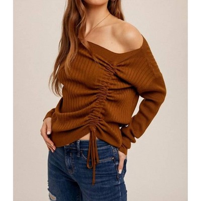 Women's Ruched Drawstring Asymetrical Sweater - Hem & Thread