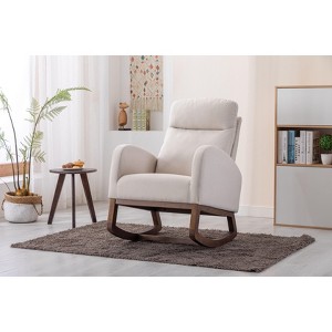 Kumasinova Modern Nursery Chair Accent Rocking Chair with Side Pockets,High-Resiliencce Foam Gliding Armchair with 300lbs Capacity - 1 of 4
