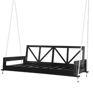 Gulches Patio Swings: Twin Size Hanging Bed with 16.4ft Ropes, Natural/Brown/Black/White Finish - 1 of 4