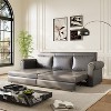 KWPZQEB 93.7" Convertible Sleeper Sofa Bed, 3-in-1 Pull Out Couch Bed with Nailhead Trim & Rolled Arm, Faux Leather Pull Out Sofa Bed for Living Room - 3 of 4