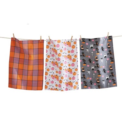 tagltd Costume Cat Pumpkin Dishtowel Set of 3